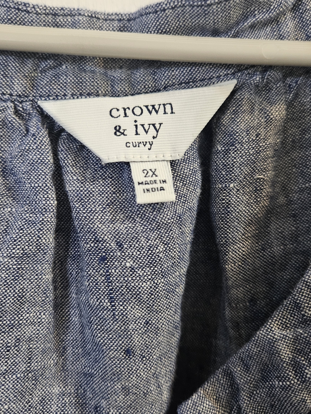 crown & ivy Chambray Midi Dress with Navy Lace Accents - Picture 4 of 4